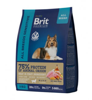Brit Premium Dog  Sensitive ягненок и индейка для взрослых собак всех пород с чувствительным пищеварением